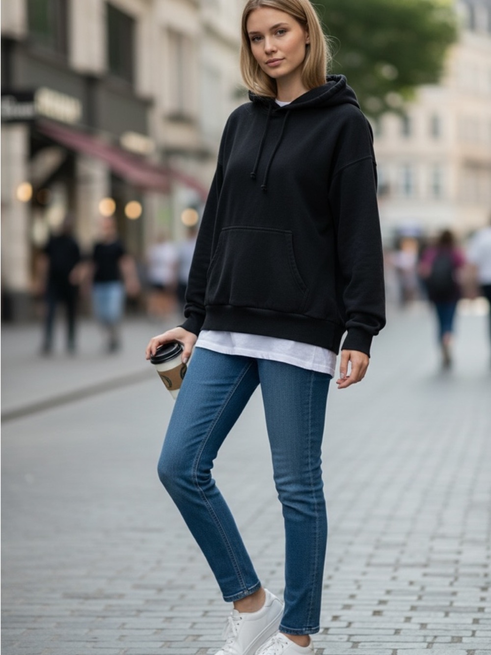 Trendy Queen XS Women's Black Hoodie - Casual Pullover Sweatshirt